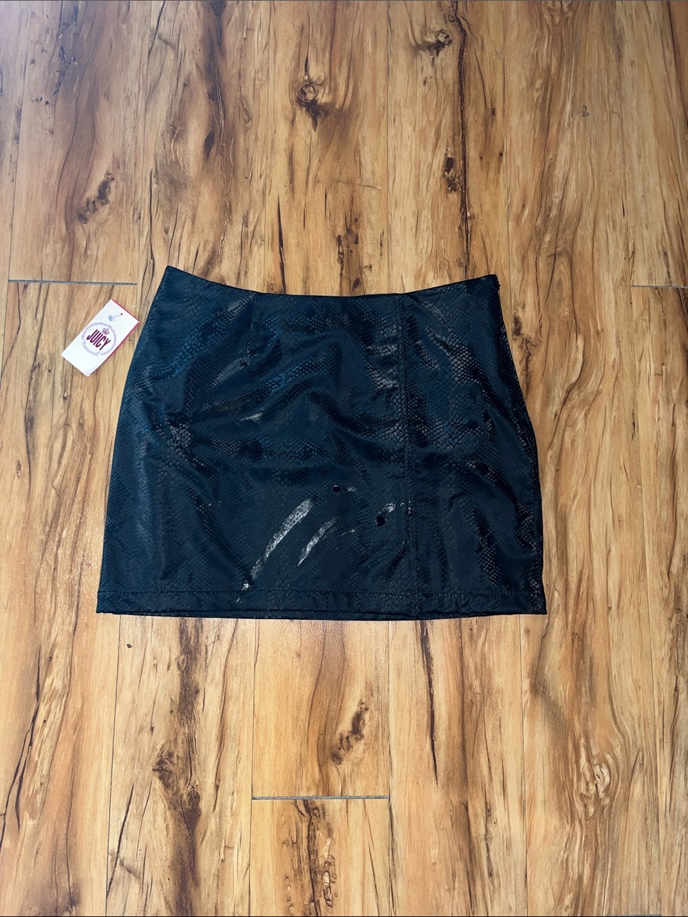 Juicy Couture Black Faux-Snakeskin Mini Skirt